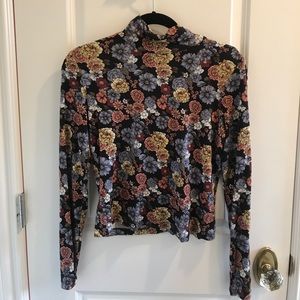 floral long sleeve turtle neck